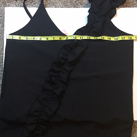 COPY - Ruffle One Shoulder V-neck Tank Spaghetti Strap Modern Top XL Influencer… - Picture 4 of 5